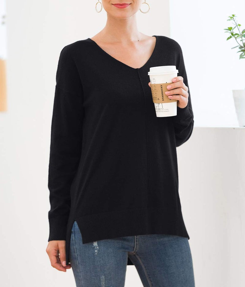 Jouica Women's Winter Sweater Breeze Light Knit Casual Sweater with High Low Hemline,Black,XX-Large - Image 2